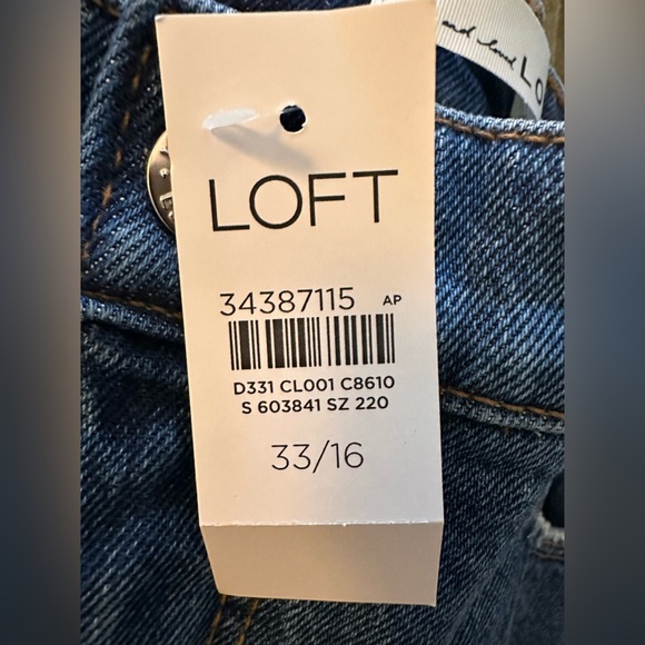 LOFT Dark Blue Straight High Rise Tuxedo Stripe Jeans 16 NWT - Picture 6 of 6